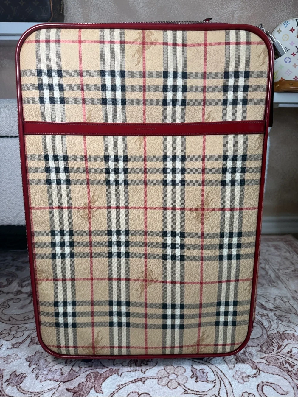 Burberry Classic Checkered Carry-On with Red Trim